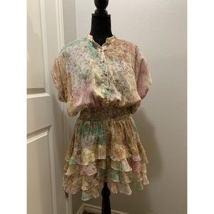 MISA Los Angeles Evie Georgette Mini Dress XL tiered ruffles FLAWED please read